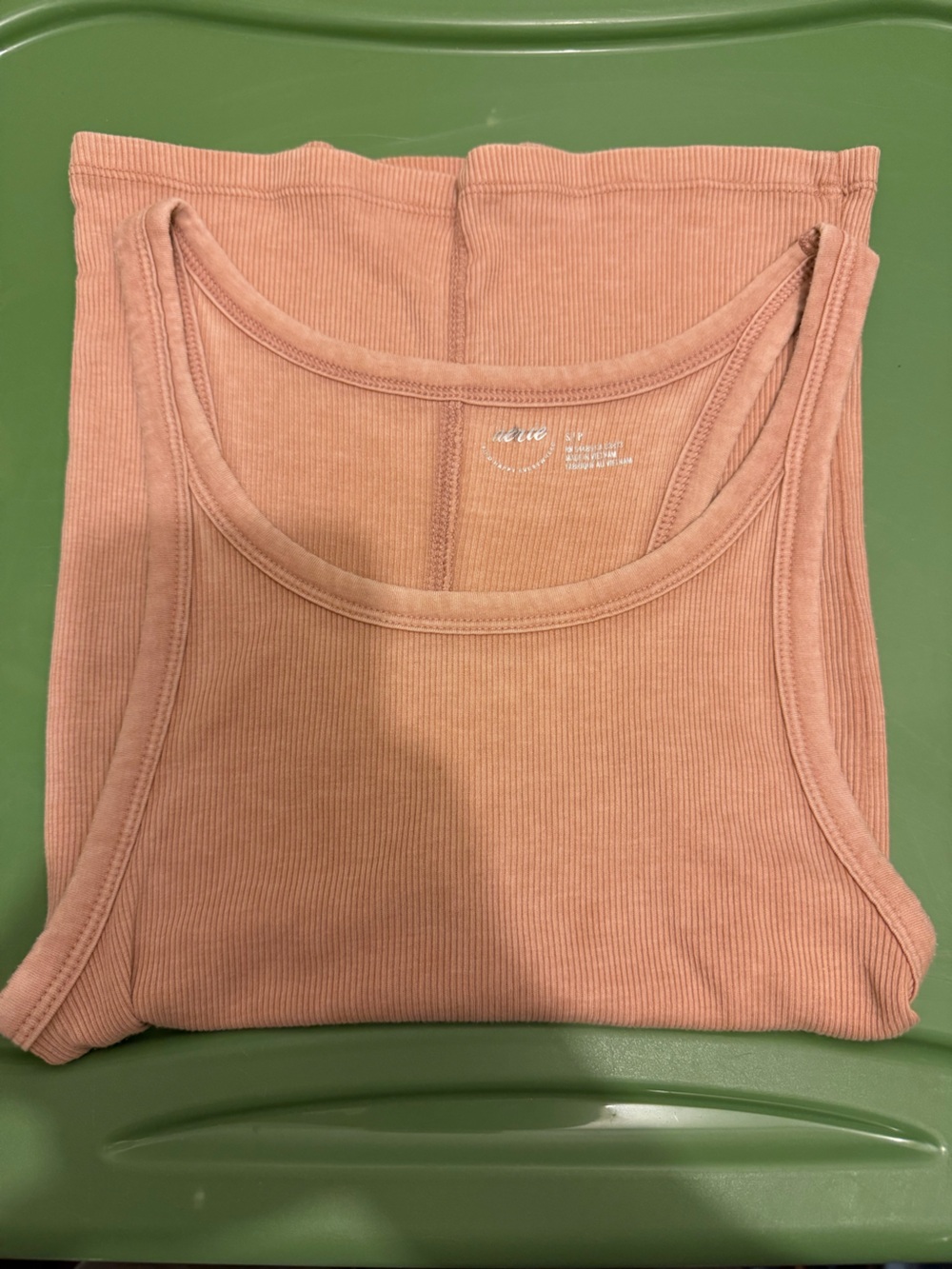 aerie Ribbed Scoop Tank in Dusty Peach